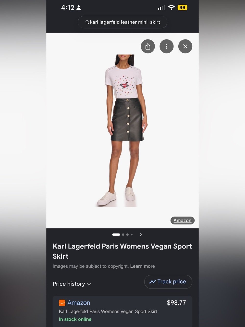 Karl Lagerfeld Black Vegan Leather Button-Front Mini Skirt